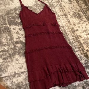 Olivaceous Maroon Ruffle Dress Size S